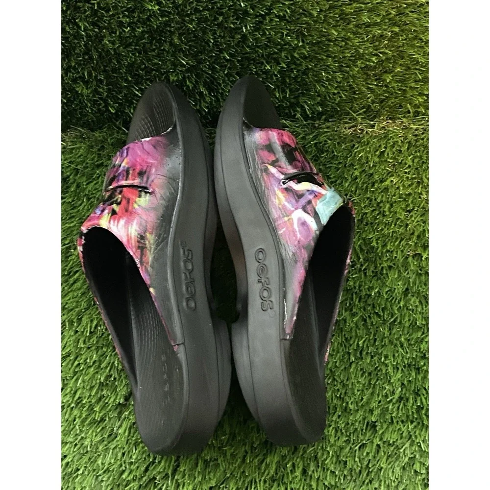 Oofos Brush Fade Sandals Recover Shoes Slides Black Purple M6/W8*
